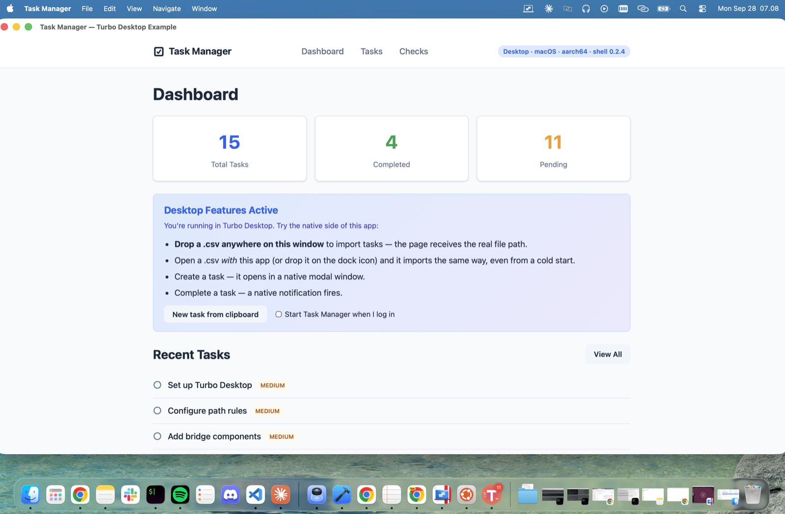 The Task Manager example on macOS